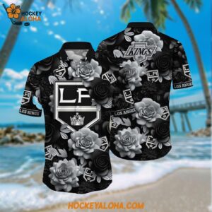 Nhl Los Angeles Kings Hawaiian Shirt Tropical Rose Pattern Summer Hawaiian Shirt