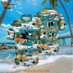 Nhl San Jose Sharks Hawaiian Shirt Tropical Desert Island Motif Summer Hawaiian Shirt