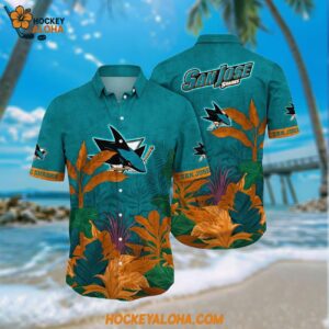 Nhl San Jose Sharks Hawaiian Shirt Tropical Forest Motifs Summer Hawaiian Shirt