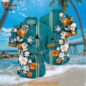 Nhl San Jose Sharks Hawaiian Shirt Tropical Hepatica Floral Pattern Summer Hawaiian Shirt