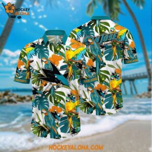 Nhl San Jose Sharks Hawaiian Shirt Tropical Parrot Pattern Summer Hawaiian Shirt