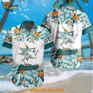 Nhl San Jose Sharks Special Flower Tropical Design Hawaiian Button Shirt
