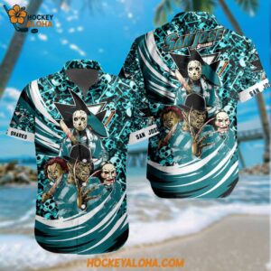 Nhl San Jose Sharks Special Movies Character Halloween Design Hawaiian Button Shirt