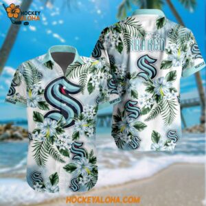 Nhl Seattle Kraken Hockey Tropical Flower Hawaiian Design Button Shirt