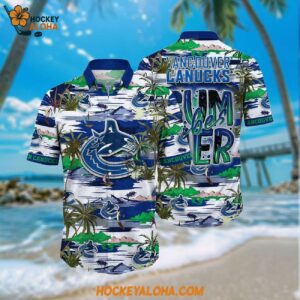 Nhl Vancouver Canucks Hawaiian Shirt Tropical Desert Island Motif Summer Hawaiian Shirt