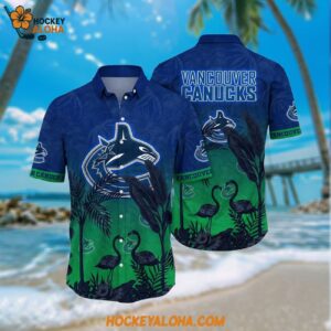 Nhl Vancouver Canucks Hawaiian Shirt Tropical Flamingo Pattern Summer Hawaiian Shirt