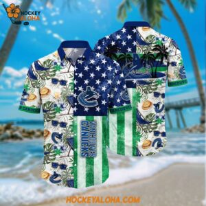 Nhl Vancouver Canucks Hawaiian Shirt Tropical Hat And Glasses Pattern Summer Hawaiian Shirt