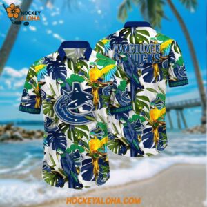 Nhl Vancouver Canucks Hawaiian Shirt Tropical Parrot Pattern Summer Hawaiian Shirt