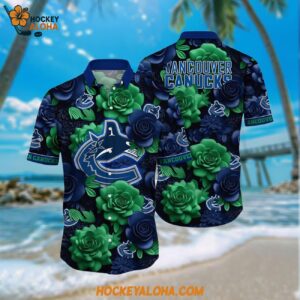 Nhl Vancouver Canucks Hawaiian Shirt Tropical Rose Pattern Summer Hawaiian Shirt