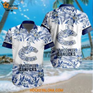 Nhl Vancouver Canucks Special Flower Tropical Design Hawaiian Button Shirt