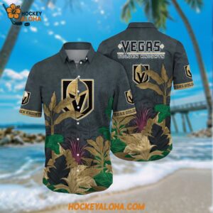 Nhl Vegas Golden Knights Hawaiian Shirt Tropical Forest Motifs Summer Hawaiian Shirt