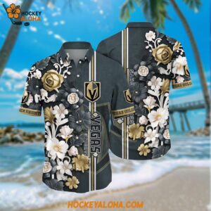 Nhl Vegas Golden Knights Hawaiian Shirt Tropical Hepatica Floral Pattern Summer Hawaiian Shirt