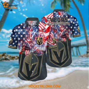 Nhl Vegas Golden Knights Hawaiian Shirt With American Independence Day Pattern Summer Hawaiian Shirt