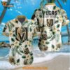 Nhl Vegas Golden Knights Hockey Tropical Flower Hawaiian Design Button Shirt