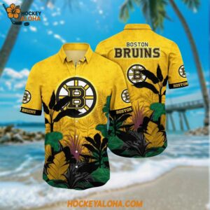 Boston Bruins Hawaiian Shirt Tropical Forest Motifs Summer Hawaiian Shirt