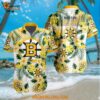Boston Bruins Hockey Tropical Flower Hawaiian Design Button Shirt