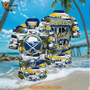 Buffalo Sabres Hawaiian Shirt Tropical Desert Island Motif Summer Hawaiian Shirt