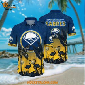 Buffalo Sabres Hawaiian Shirt Tropical Flamingo Pattern Summer Hawaiian Shirt