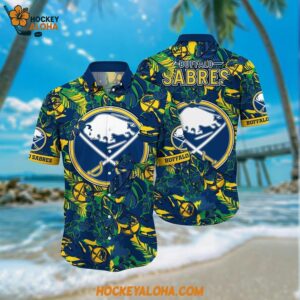 Buffalo Sabres Hawaiian Shirt Tropical Leaf Pattern Summer Hawaiian Shirt