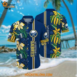 Buffalo Sabres Hawaiian Shirt Tropical Tropical Forest Floral Pattern Summer Hawaiian Shirt