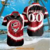 Carolina Hurricanes Grateful Dead Tie Dye Hawaiian Design Button Shirt