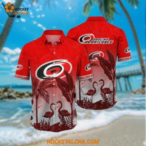 Carolina Hurricanes Hawaiian Shirt Tropical Flamingo Pattern Summer Hawaiian Shirt