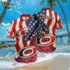 Carolina Hurricanes Hawaiian Shirt With American Flag Pattern Summer Hawaiian Shirt