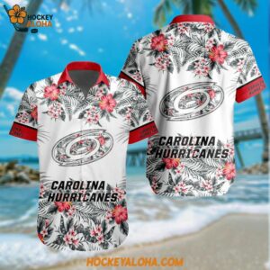Carolina Hurricanes Special Flower Tropical Design Hawaiian Button Shirt