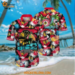 Chicago Blackhawks Hawaiian Shirt With Tropical Fruits Summer Hawaiian Shirt