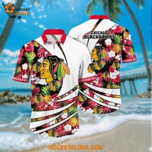 Chicago Blackhawks Hawaiian Shirt With Tropical Pineapple Summer Hawaiian Shirt