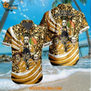 Chicago Blackhawks Special Movies Character Halloween Design Hawaiian Button Shirt