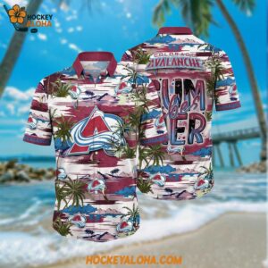 Colorado Avalanche Hawaiian Shirt Tropical Desert Island Motif Summer Hawaiian Shirt