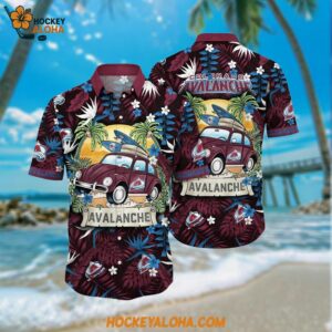 Colorado Avalanche Hawaiian Shirt Tropical Forest Motif Car Traveling Summer Hawaiian Shirt
