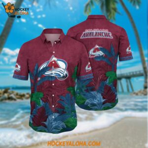 Colorado Avalanche Hawaiian Shirt Tropical Forest Motifs Summer Hawaiian Shirt