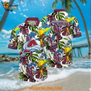 Colorado Avalanche Hawaiian Shirt Tropical Parrot Pattern Summer Hawaiian Shirt