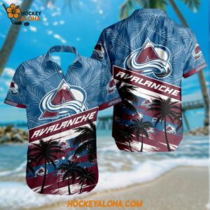 Colorado Avalanche Special Palm Tree Hawaiian Button Shirt