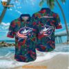 Columbus Blue Jackets Hawaiian Shirt Tropical Leaf Pattern Summer Hawaiian Shirt