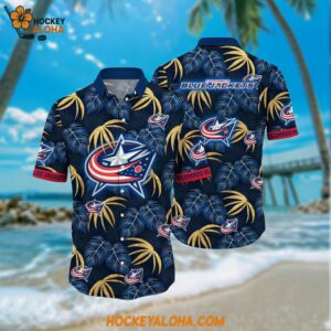 Columbus Blue Jackets Hawaiian Shirt Tropical Motifs Summer Hawaiian Shirt
