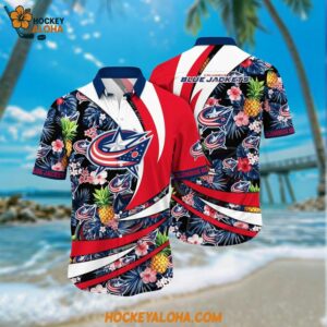 Columbus Blue Jackets Hawaiian Shirt With Tropical Pineapple Summer Hawaiian Shirt