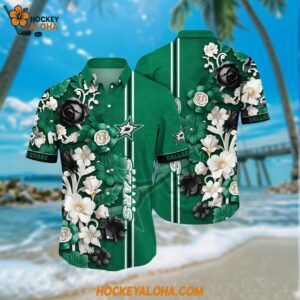 Dallas Stars Hawaiian Shirt Tropical Hepatica Floral Pattern Summer Hawaiian Shirt