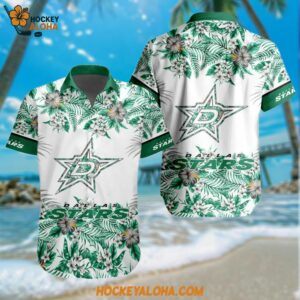 Dallas Stars Special Flower Tropical Design Hawaiian Button Shirt