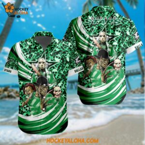 Dallas Stars Special Movies Character Halloween Design Hawaiian Button Shirt