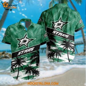 Dallas Stars Special Palm Tree Hawaiian Button Shirt