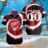 Detroit Red Wings Grateful Dead Tie Dye Hawaiian Design Button Shirt