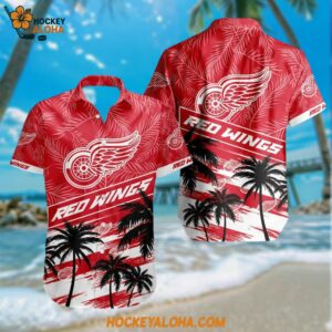 Detroit Red Wings Special Palm Tree Hawaiian Button Shirt