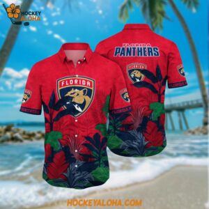 Florida Panthers Hawaiian Shirt Tropical Forest Motifs Summer Hawaiian Shirt