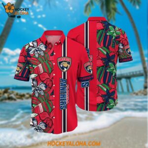 Florida Panthers Hawaiian Shirt Tropical Tropical Forest Floral Pattern Summer Hawaiian Shirt