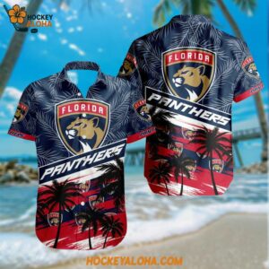 Florida Panthers Special Palm Tree Hawaiian Button Shirt