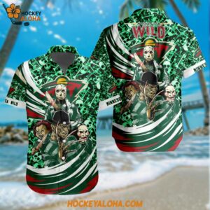 Minnesota Wild Special Movies Character Halloween Design Hawaiian Button Shirt