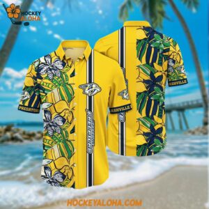 Nashville Predators Hawaiian Shirt Tropical Tropical Forest Floral Pattern Summer Hawaiian Shirt